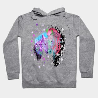 Colorful Rainbow Zebra Animal Head Print Hoodie